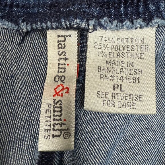 Hasting & Smith Petite Womens PL Blue Elastic Waist Denim Capri Pants Pockets - Picture 3 of 7
